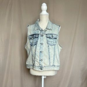 NWT “acid wash" jean vest